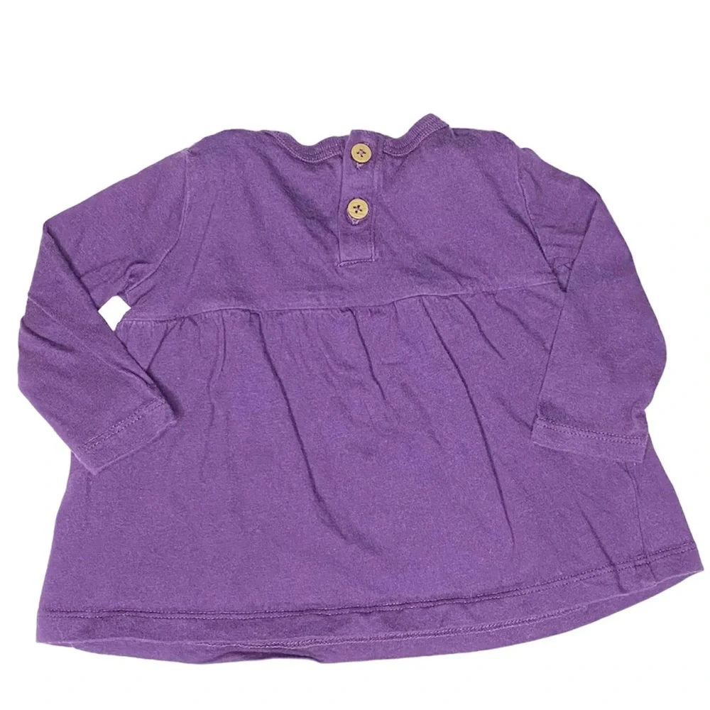Burt’s Bees Baby Purple Long Sleeve Shirt Organic Cotton Size 0-3M